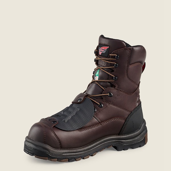 Red Wing Mens Safety Boots - King Toe® - 8-inch Waterproof Csa Metguard Toe - Black/Brown - GRX97523